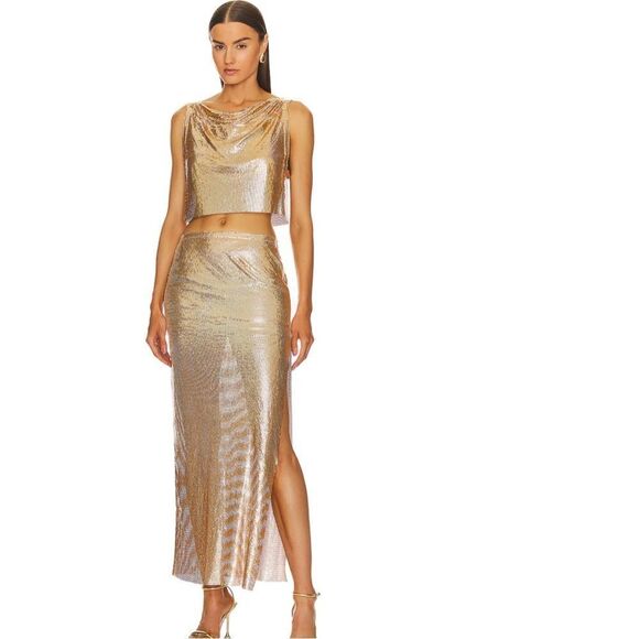 Lovers + Friends Sascha Gold sequins Maxi Skirt New ( flawed) size Small - Picture 1 of 9